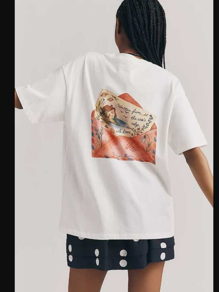 New Us 4 / Uk 8 Damson Madder X Anthropologie Love Letter T-Shirt